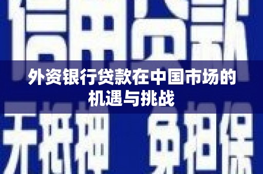 勐腊外资银行贷款在中国市场的机遇与挑战