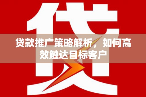 勐腊贷款推广策略解析，如何高效触达目标客户