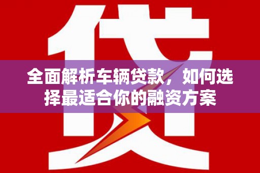 勐腊全面解析车辆贷款，如何选择最适合你的融资方案